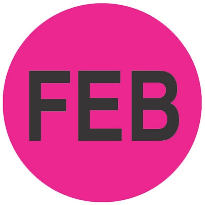 2" Diameter February Circle Labels (500 per Roll) - Image 2