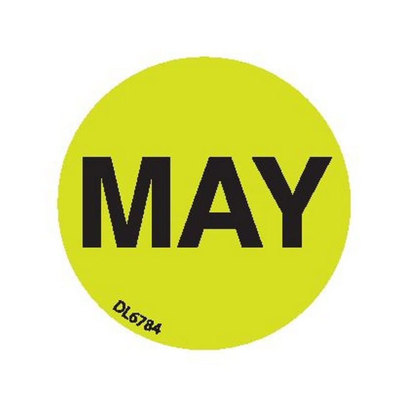 1" Diameter "May" Months of the year labels (500 per Roll)