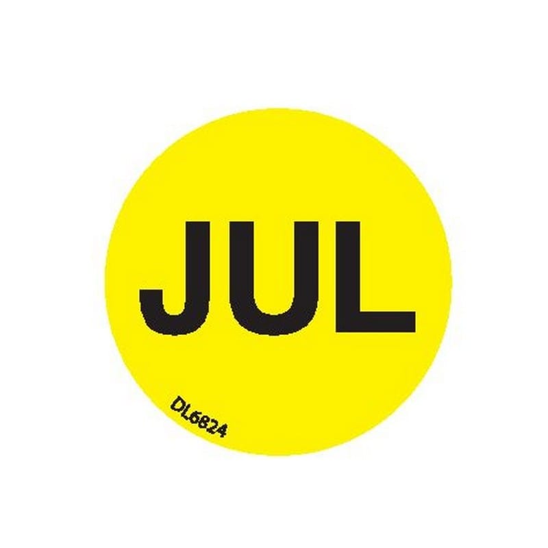 1" Diameter "July" Months of the year labels (500 per Roll)