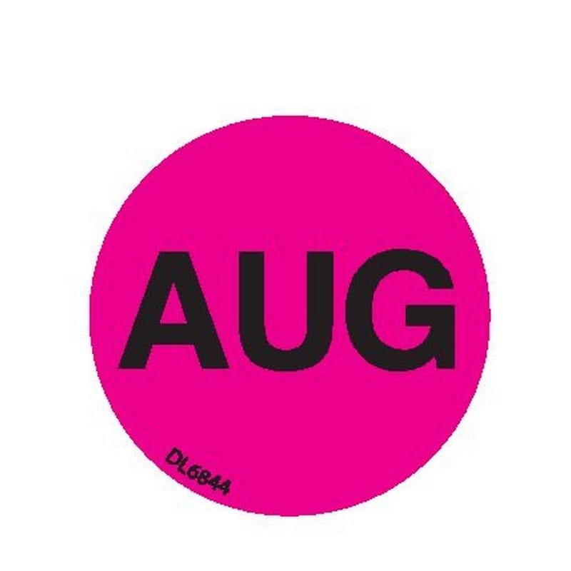 1" Diameter "Aug" Months of the year labels (500 per Roll)