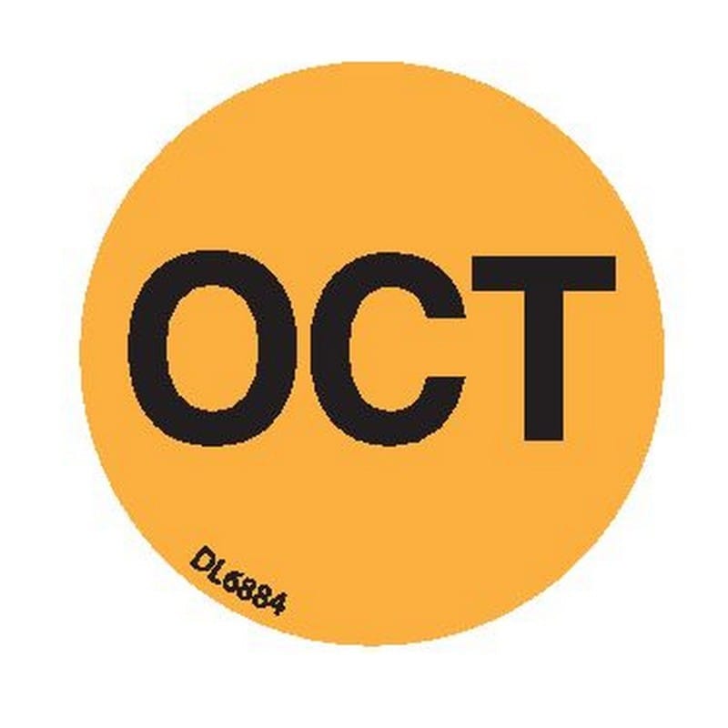 1" Diameter "Oct" Months of the year labels (500 per Roll)