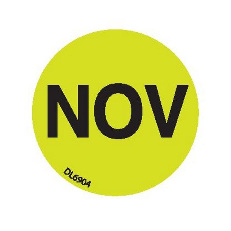 1" Diameter "Nov" Months of the year labels (500 per Roll)