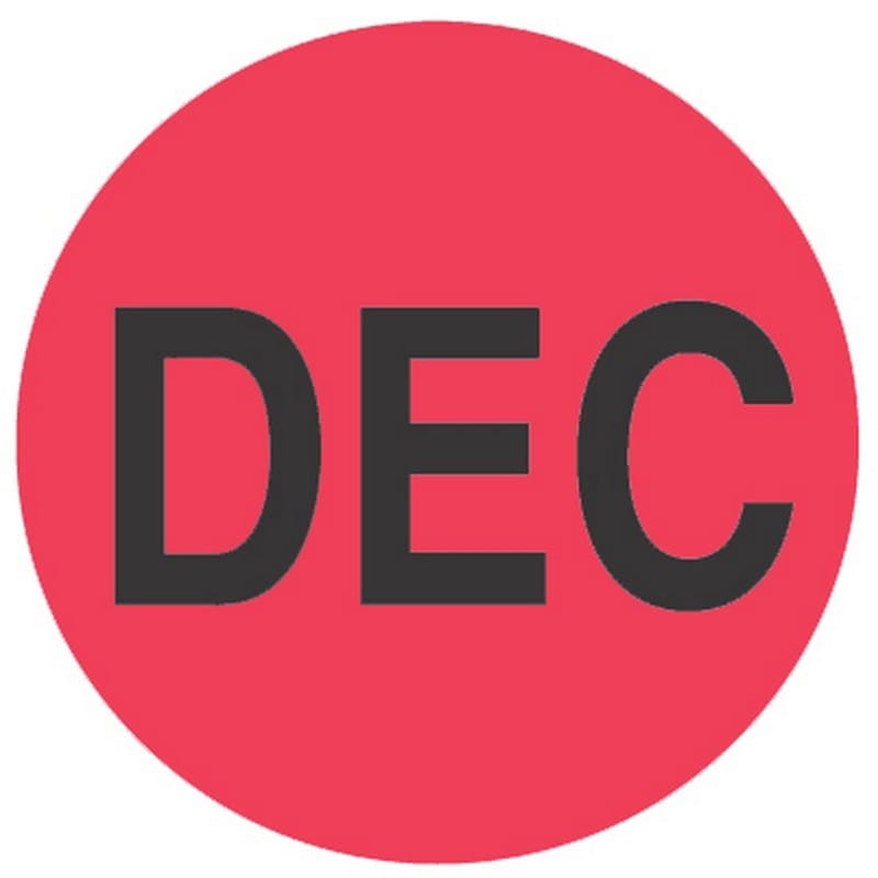 2" Diameter December Circle Labels (500 per Roll) - Image 2