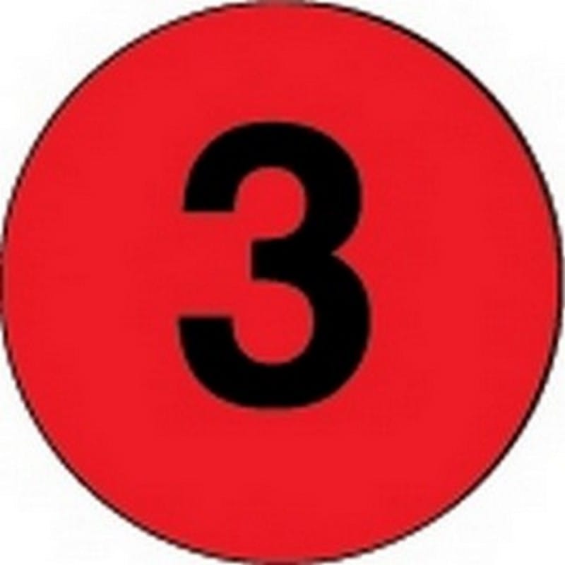 2" Diameter Number 3 Circle Labels (500 per Roll) - Image 2