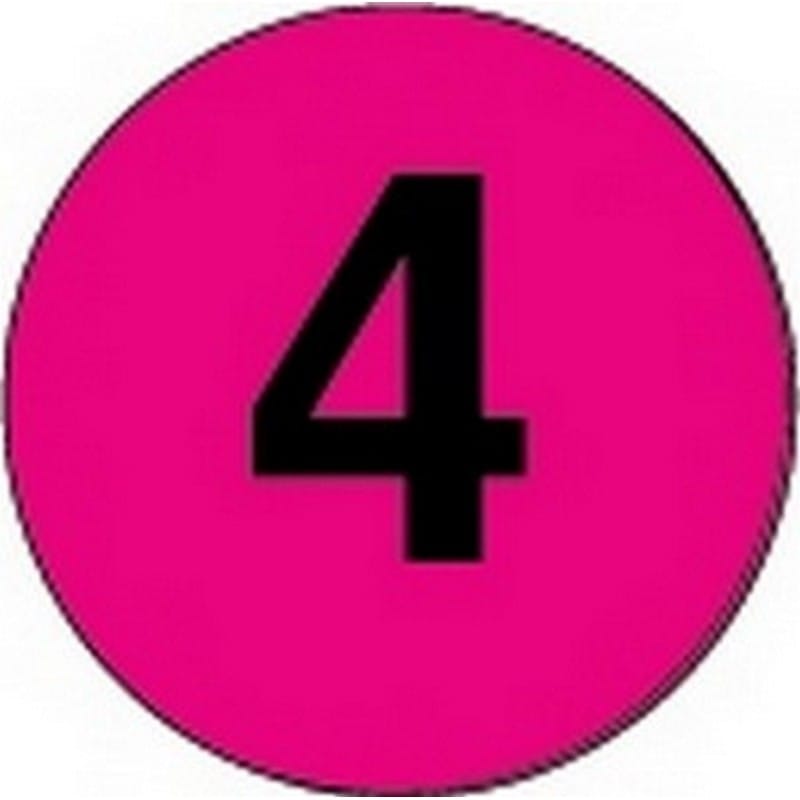 2" Diameter Number 4 Circle Labels (500 per Roll) - Image 2
