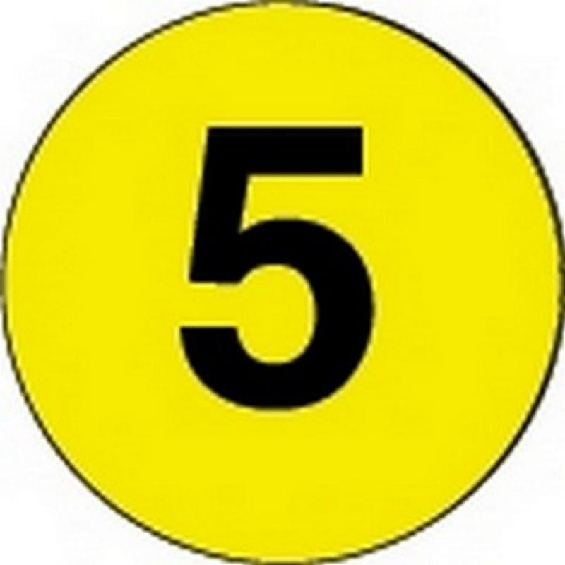 2" Diameter Number 5 Circle Labels (500 per Roll) - Image 2