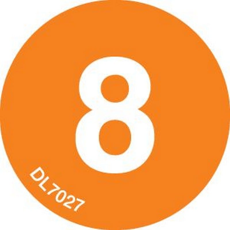 3" Diameter Number 8 Circle Labels (500 per Roll)
