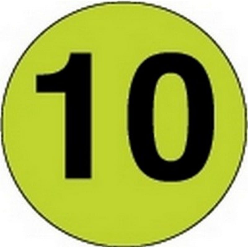 3" Diameter Number 10 Circle Labels (500 per Roll) - Image 2