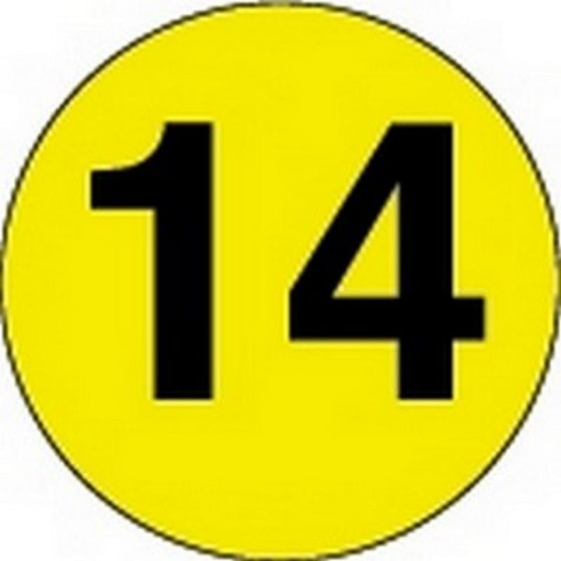 2" Diameter Number 14 Circle Labels (500 per Roll) - Image 2