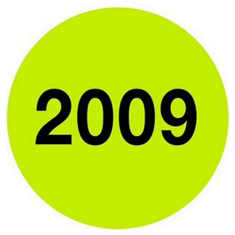 4" Diameter Green Calendar Year Circle Labels (500 per Roll)