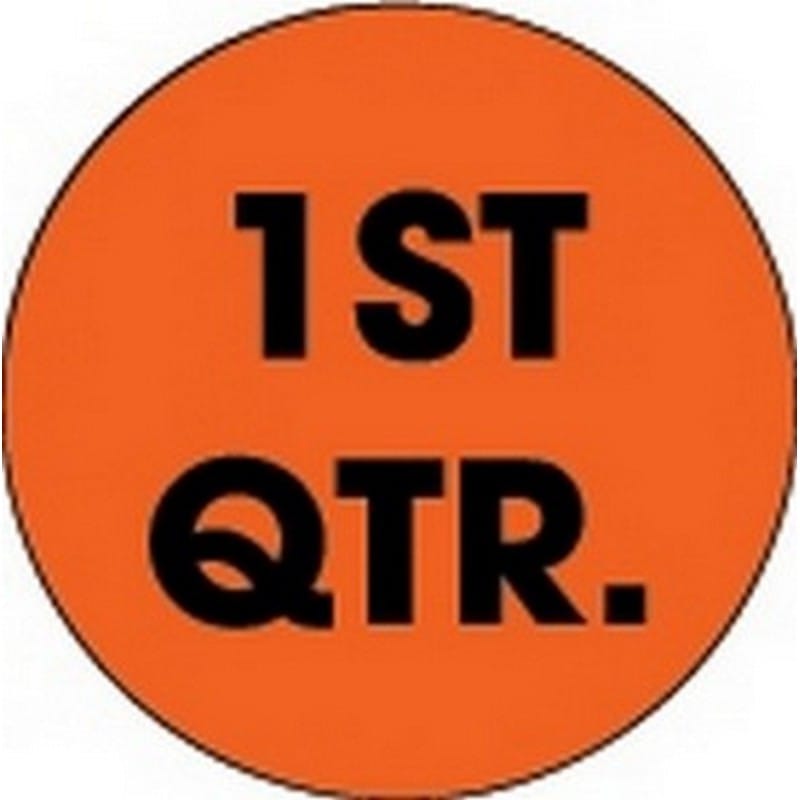 2" Diameter 1st Qtr Circle Labels (500 per Roll)