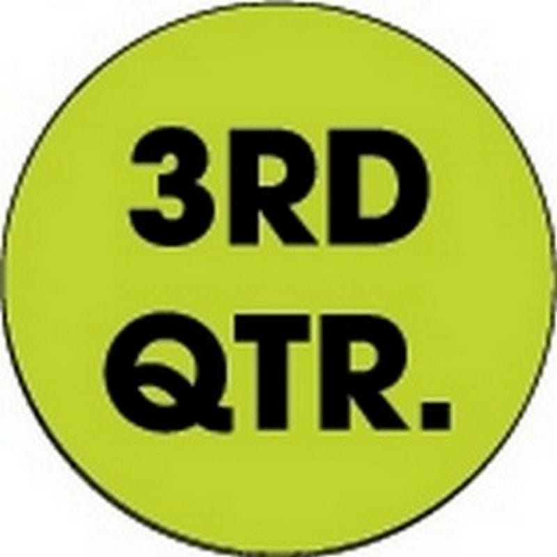 3" Diameter 3rd Qtr Circle Labels (500 per Roll)