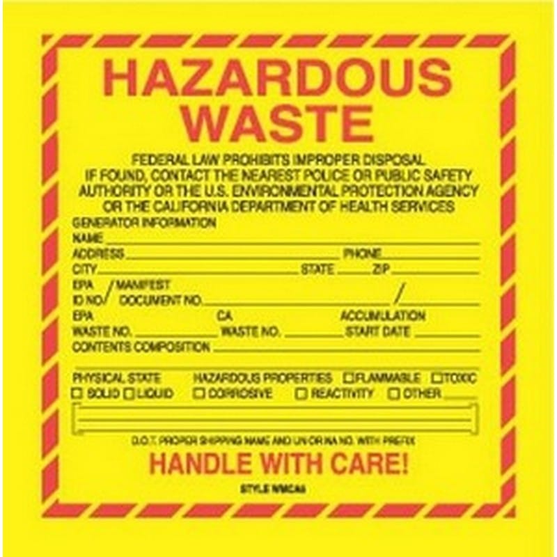 6" x 6" California Hazardous Waste Labels (100 Labels per Package) - Image 2