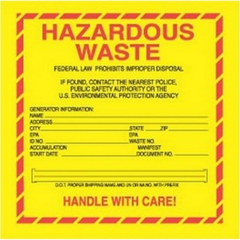 6" x 6" Standard Hazardous Waste Labels (100 Labels per Package) - Image 2