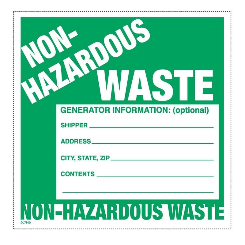 6" x 6" Non-Hazardous Waste Labels — 100 per Pack