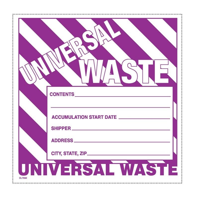 6" x 6" Universal waste labels (500 per Roll)