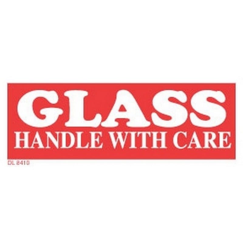 1-1/2" x 4" Glass Handle With Care Labels (500 per Roll) - Image 2