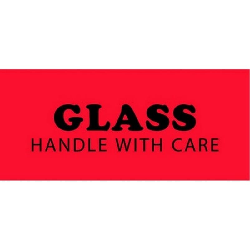 1-1/2" x 4" Glass Handle With Care Labels (500 per Roll)