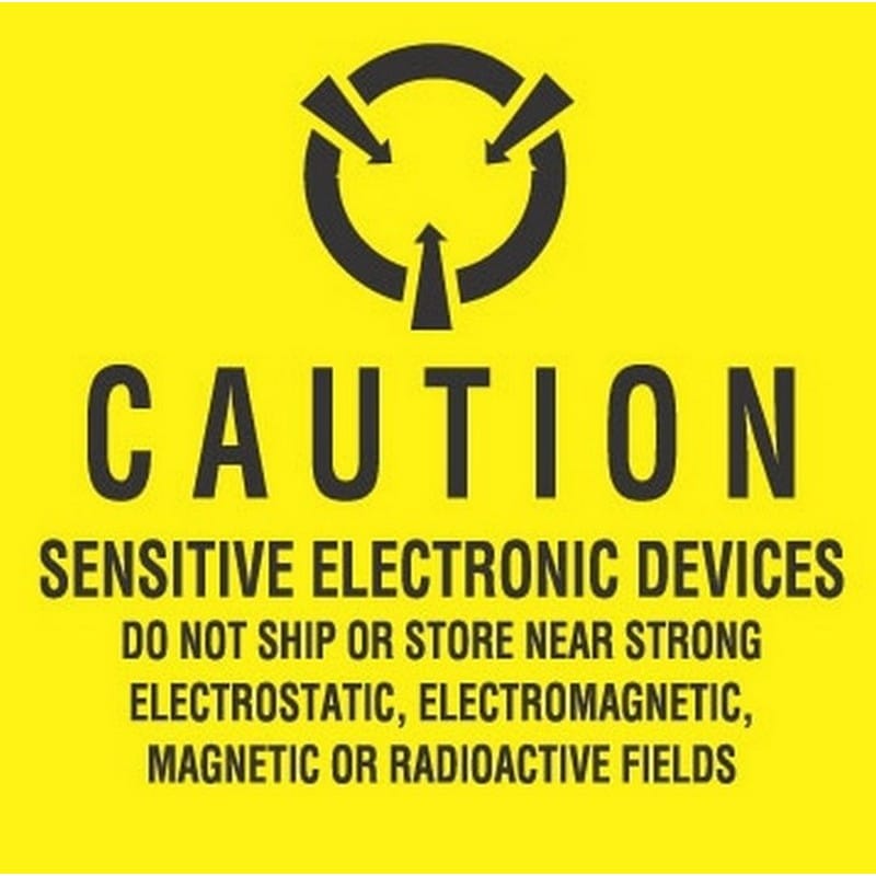 2" x 2" Caution Sensitive Electronic Devices Labels (500 per Roll) - Image 2