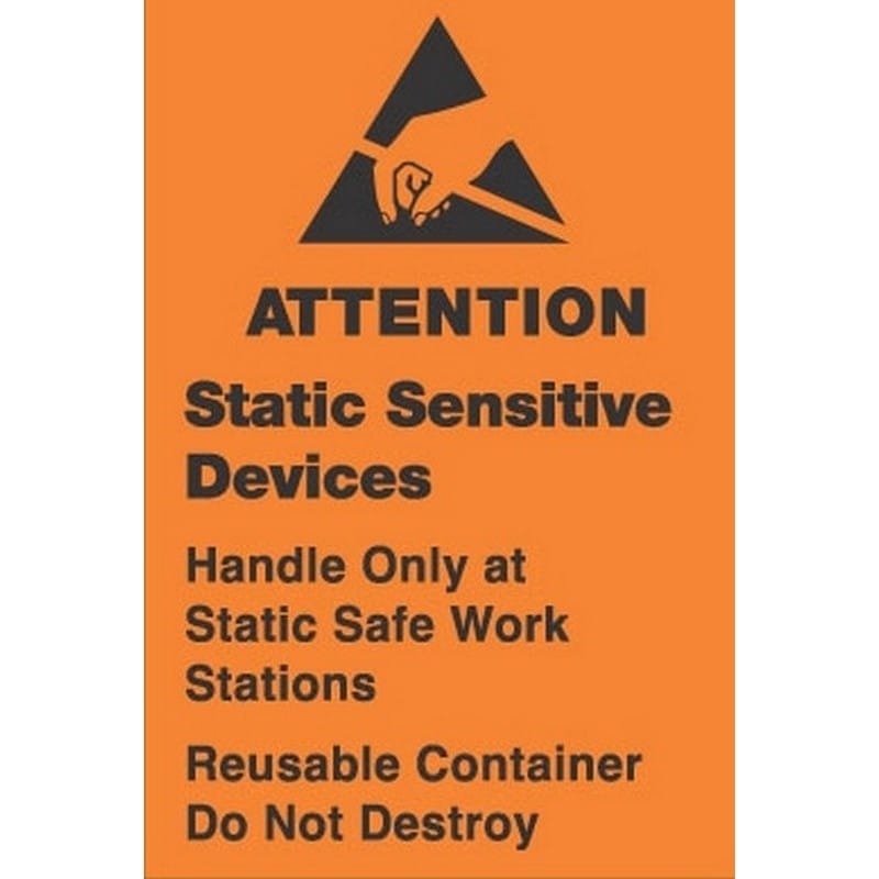 1-3/4" x 2-1/2" Removable Attention Static Sensitive Labels (500 per Roll)