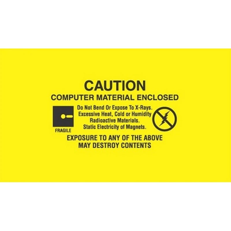 1-1/2" x 3" Caution Computer Material Enclosed Labels (500 per Roll) - Image 2