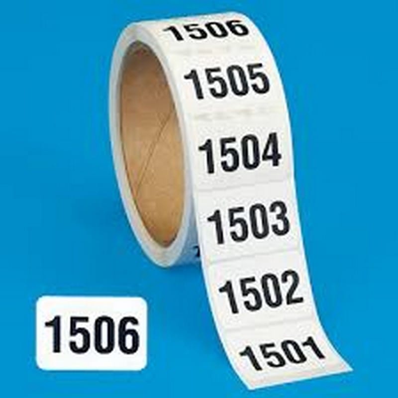 1" x 1-1/2" Numbers 1501-2000 (500 per Roll)
