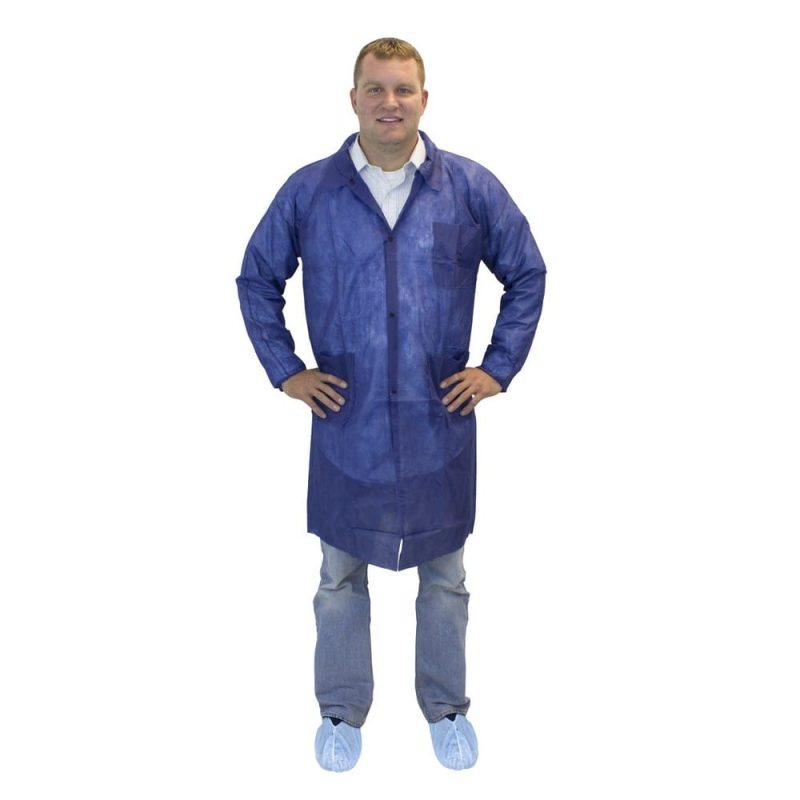 2XL, Blue, Polypropylene Lab Coat, Three Pockets (30 Per Case)