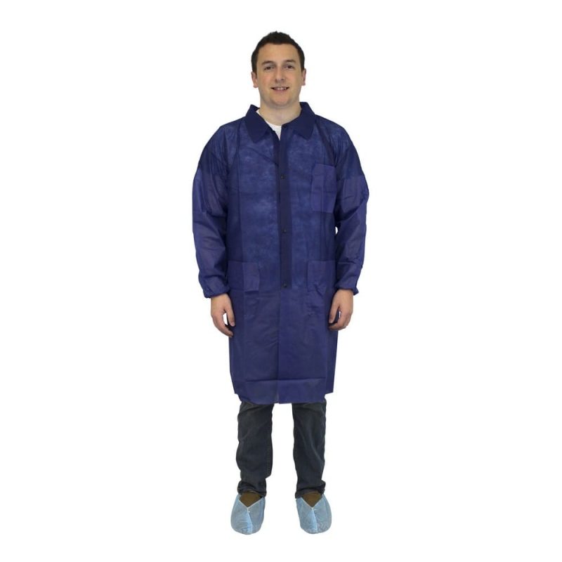5X, Blue Polypropylene Economy Lab Coat, 3 Pockets, Elastic Wrists (30 per Case)