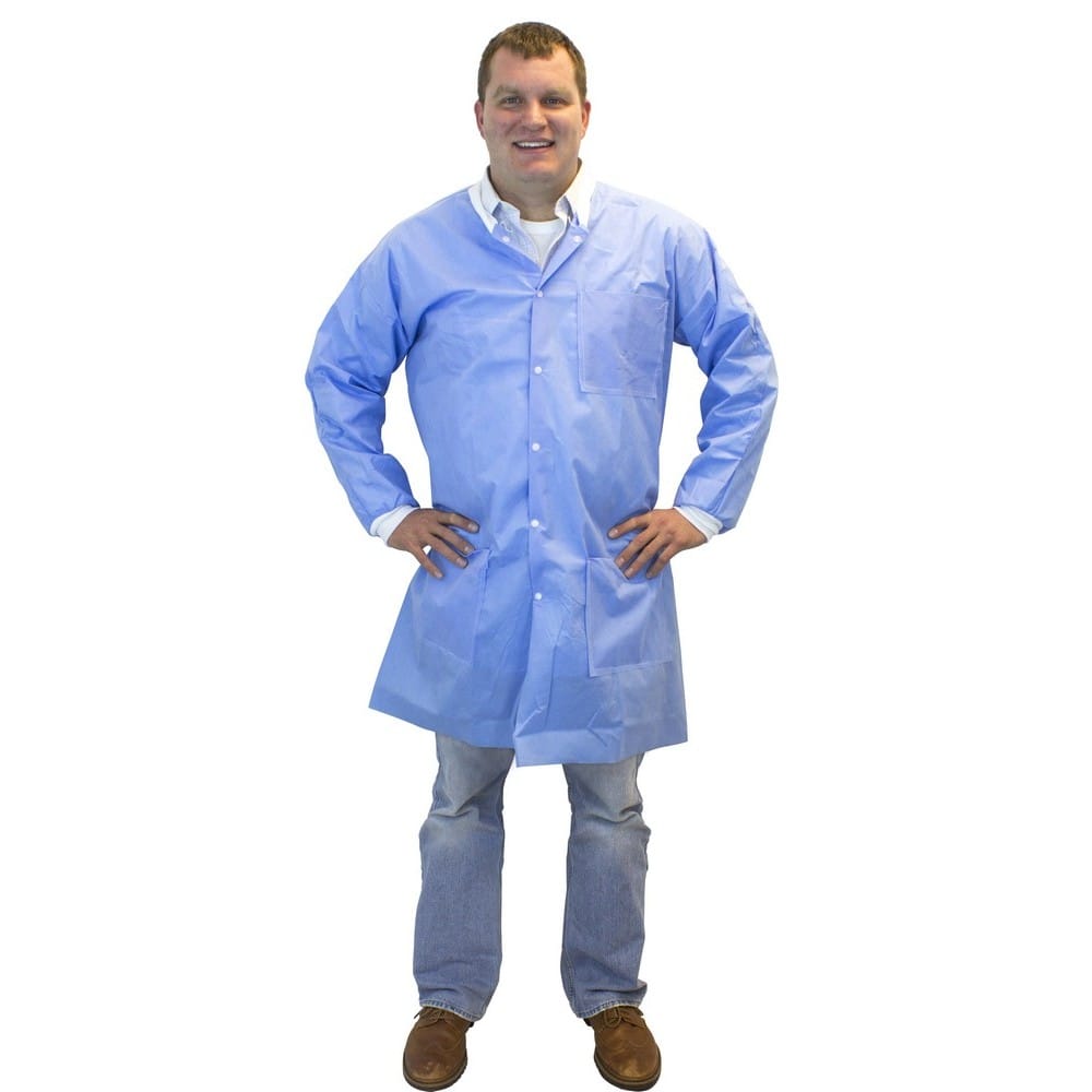 Small, Blue, 50 Gram SMS Lab Coat, Three Pockets, Knit Wrists (30 Per Case)