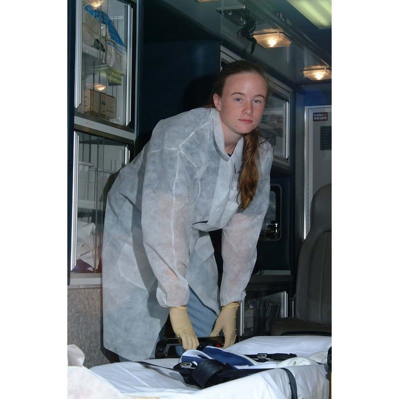 3XL White 50 Gram SMS Lab Coat, Three Pockets, Knit Wrists (30 Per Case) - Image 2