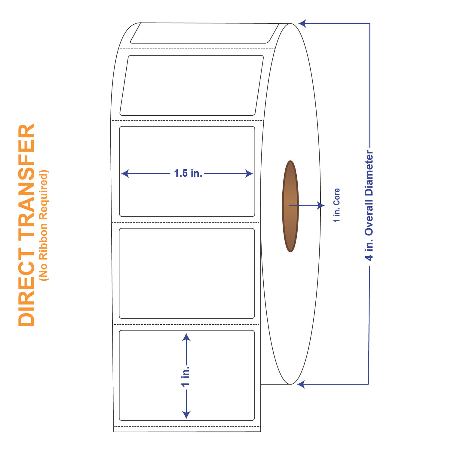1-1/2" x 1" White Direct Print Thermal Labels, 1310 per roll (4 Rolls per Carton)