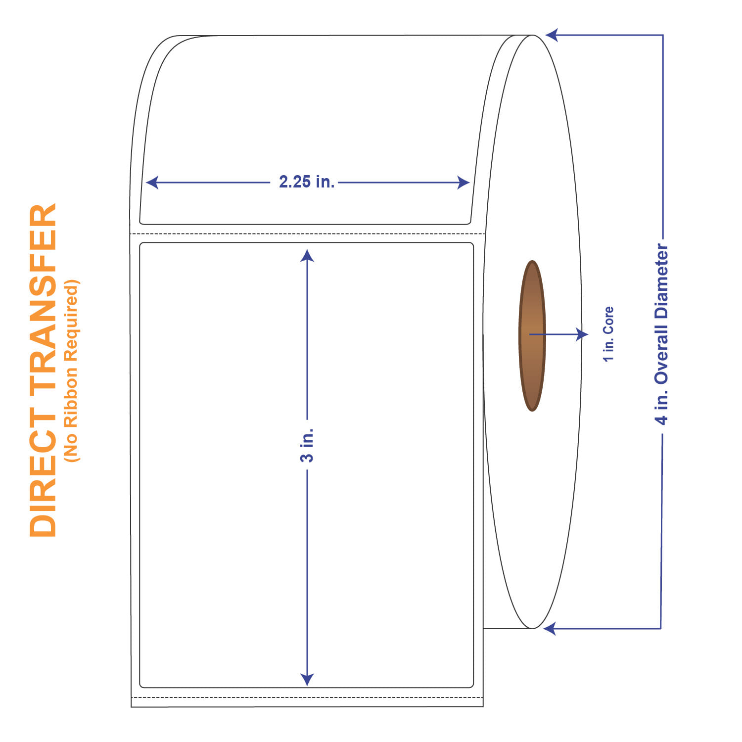 2-1/4" x 3" White Direct Print Thermal Labels, 500 per roll (4 Rolls per Carton)