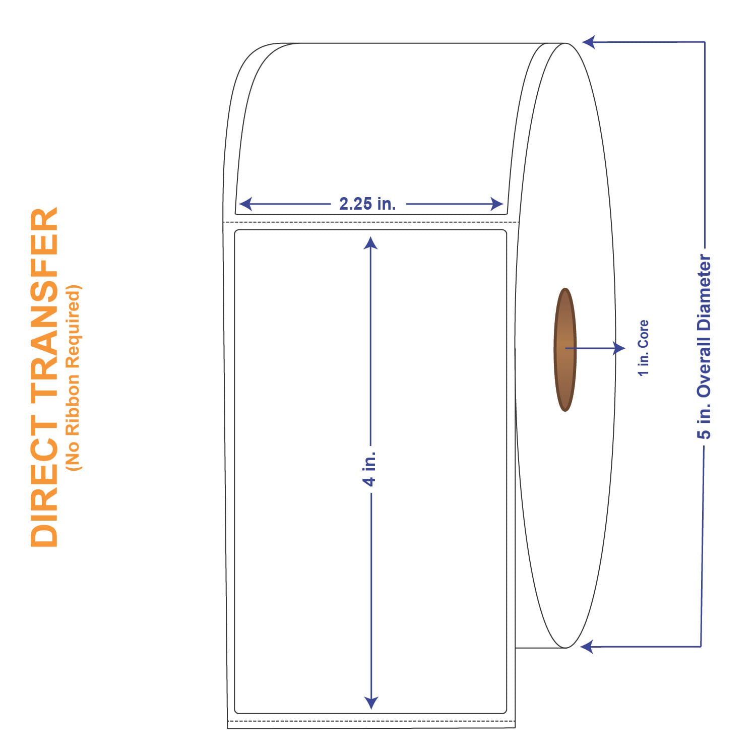 2-1/4" x 4" White Direct Print Thermal Labels, 700 per roll (4 Rolls per Carton)