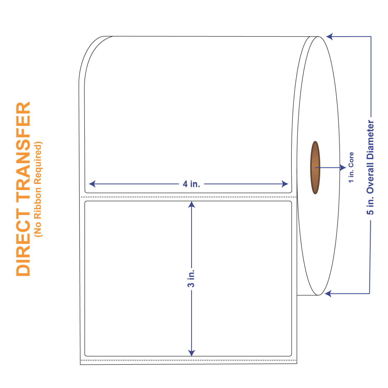 4" x 3" White Direct Print Thermal Labels, 850 per roll (4 Rolls per Carton)