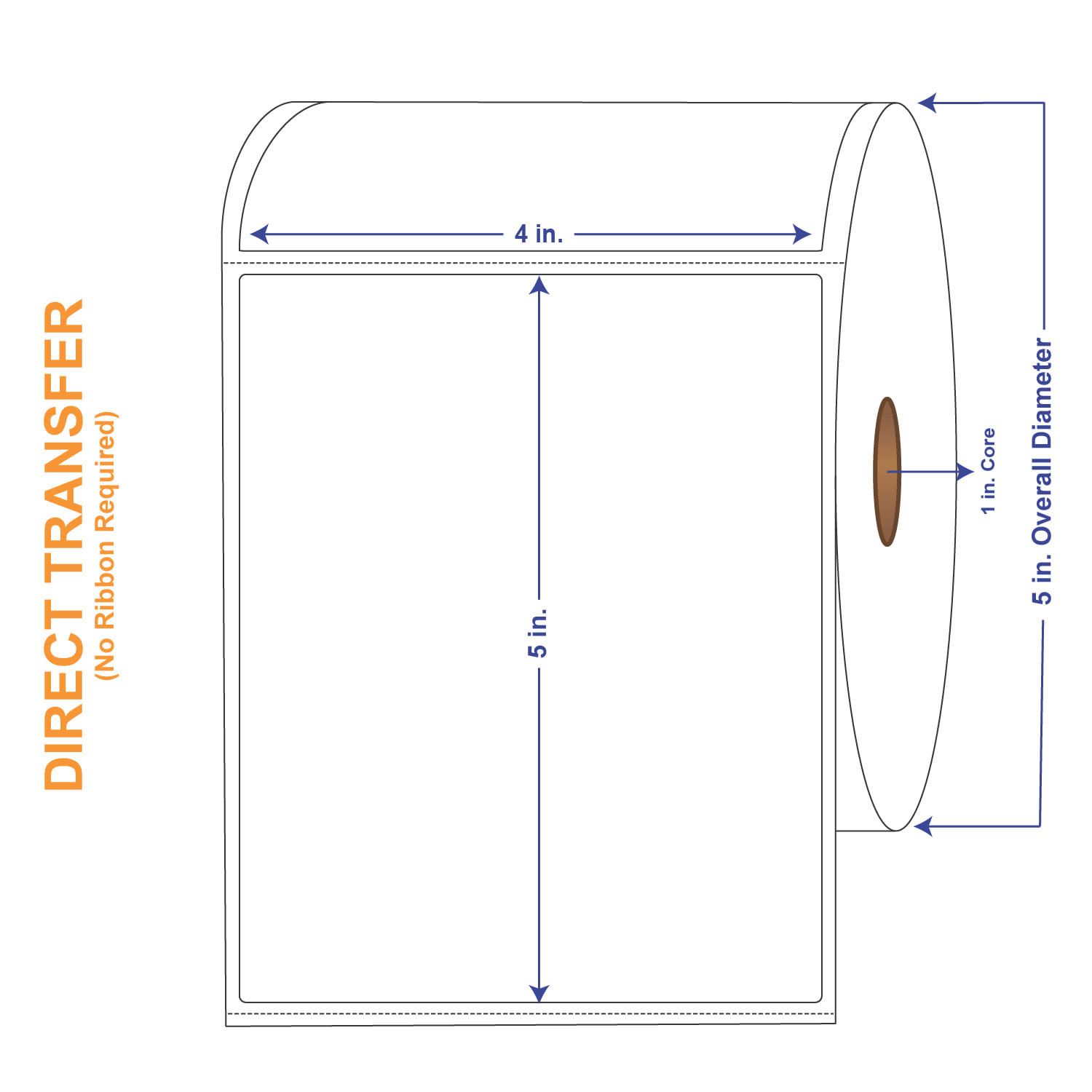 4" x 5" White Direct Print Thermal Labels, 565 per roll (4 Rolls per Carton)