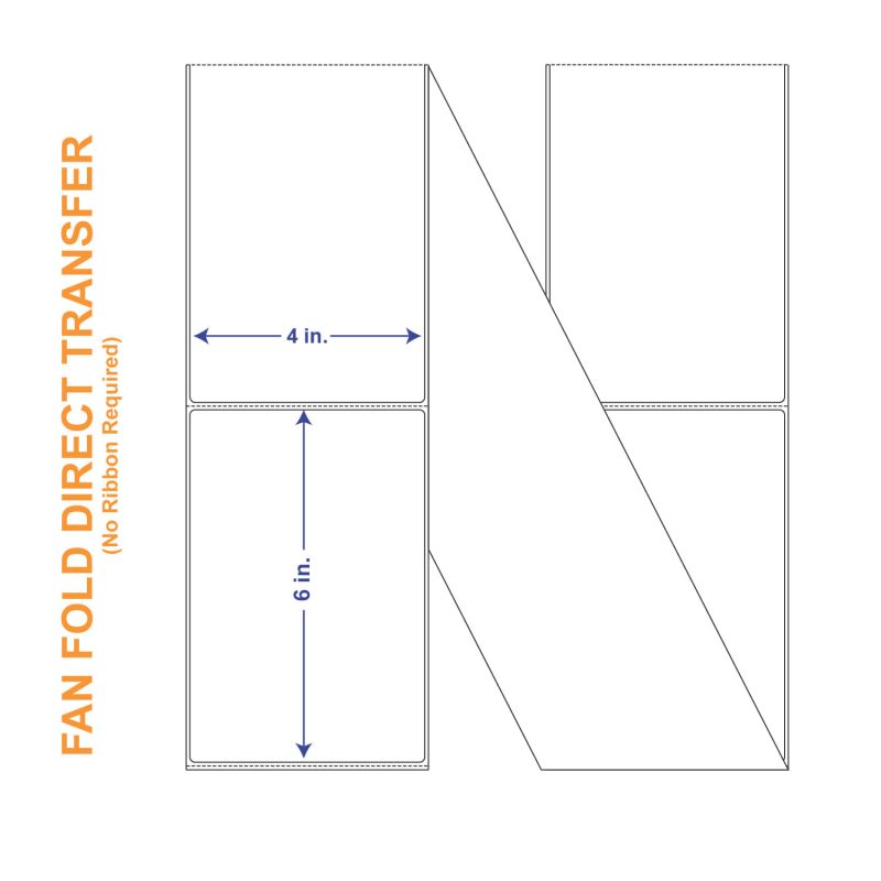 4" x 6" White Direct Print Thermal Labels, Fan Fold 2000 per Stack (2 Stacks per Carton)