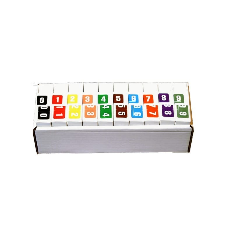 Digi Color DXNM Compatible Numeric "0-9" Labels, Laminated Stock, 1-5/8" x 15/16" Complete Set - 10 Rolls of 250