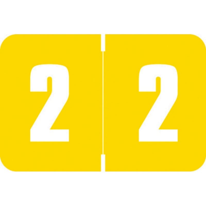 Digi Color DXNM Compatible Numeric "2" Labels, Laminated Stock, 1-5/8" x 15/16" Individual Numbers - Roll of 250