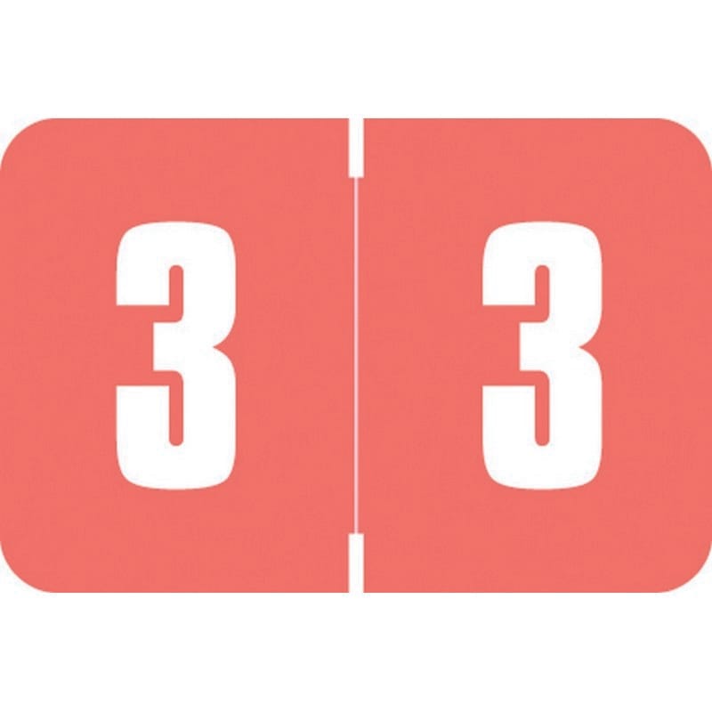 Digi Color DXNM Compatible Numeric "3" Labels, Laminated Stock, 1-5/8" x 15/16" Individual Numbers - Roll of 250