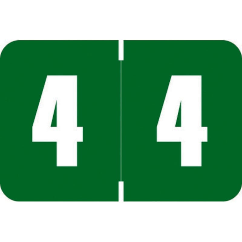 Digi Color DXNM Compatible Numeric "4" Labels, Laminated Stock, 1-5/8" x 15/16" Individual Numbers - Roll of 250