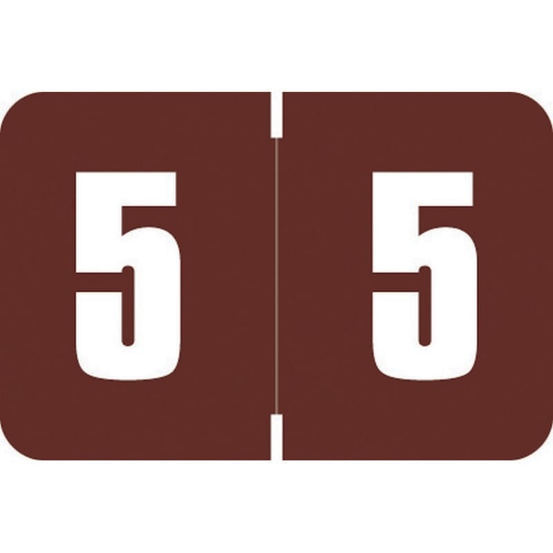 Digi Color DXNM Compatible Numeric "5" Labels, Laminated Stock, 1-5/8" x 15/16" Individual Numbers - Roll of 250