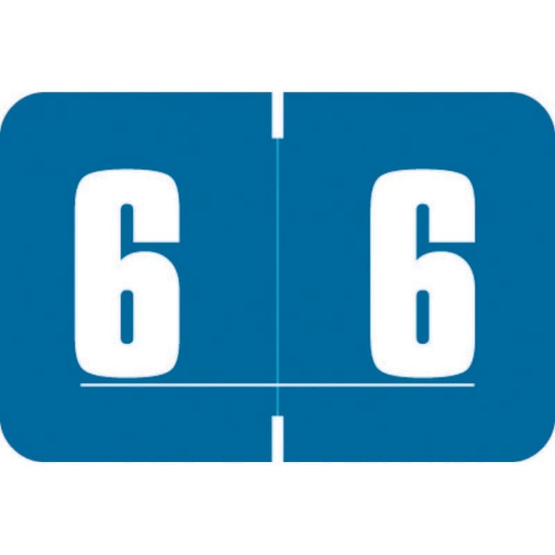 Digi Color DXNM Compatible Numeric "6" Labels, Laminated Stock, 1-5/8" x 15/16" Individual Numbers - Roll of 250