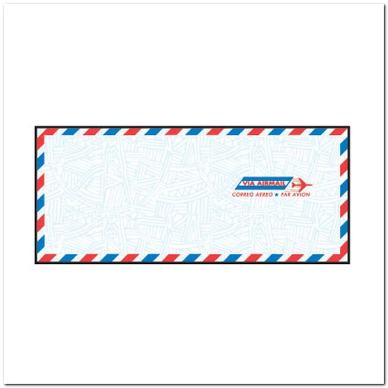 #10 Economy Airmail Regular Wesco Tint, 4-1/8" x 9-1/2", 20# White, Blue Wesco Inside Tint, Red&Blue Border (Box of 500)