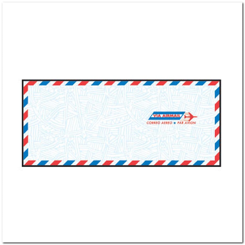 #10 Economy Airmail Regular Wesco Tint, 4-1/8" x 9-1/2", 20# White, Blue Wesco Inside Tint, Red&Blue Border (Box of 500)