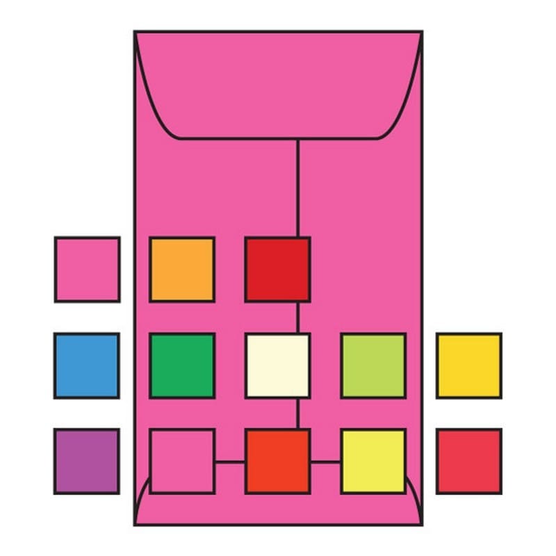 #5-1/2F Open End Coin Envelopes, 3-1/8" x 5-1/2", 24#, Brightly Colored Pink, Acid Free, Center Seam (Box of 500) - Image 2