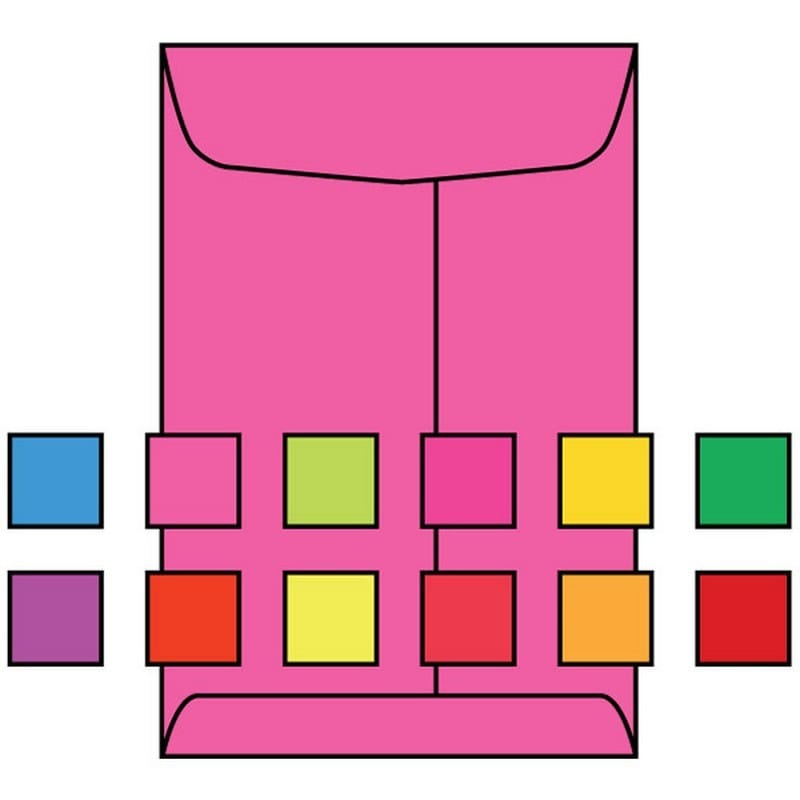Open End Catalog Envelopes, 10" x 13", 28#, Brightly Colored Pink, Acid Free, Center Seam (Box of 500)