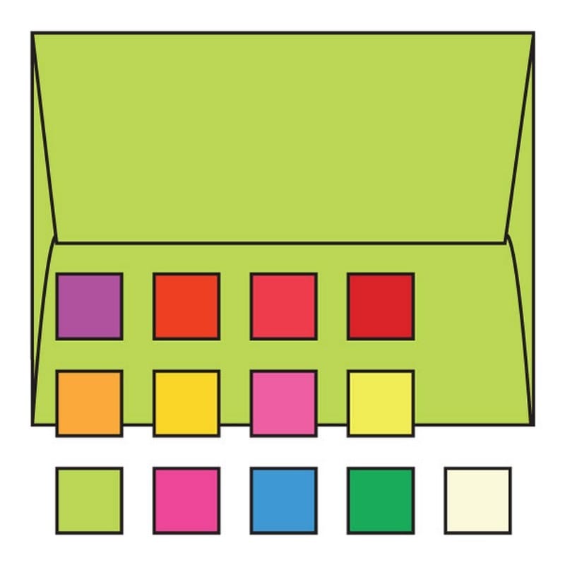 #A-6 Announcement Envelopes, 4-3/4" x 6-1/2", 24#, Brightly Colored Lime, Square Flaps Down (Box of 500)