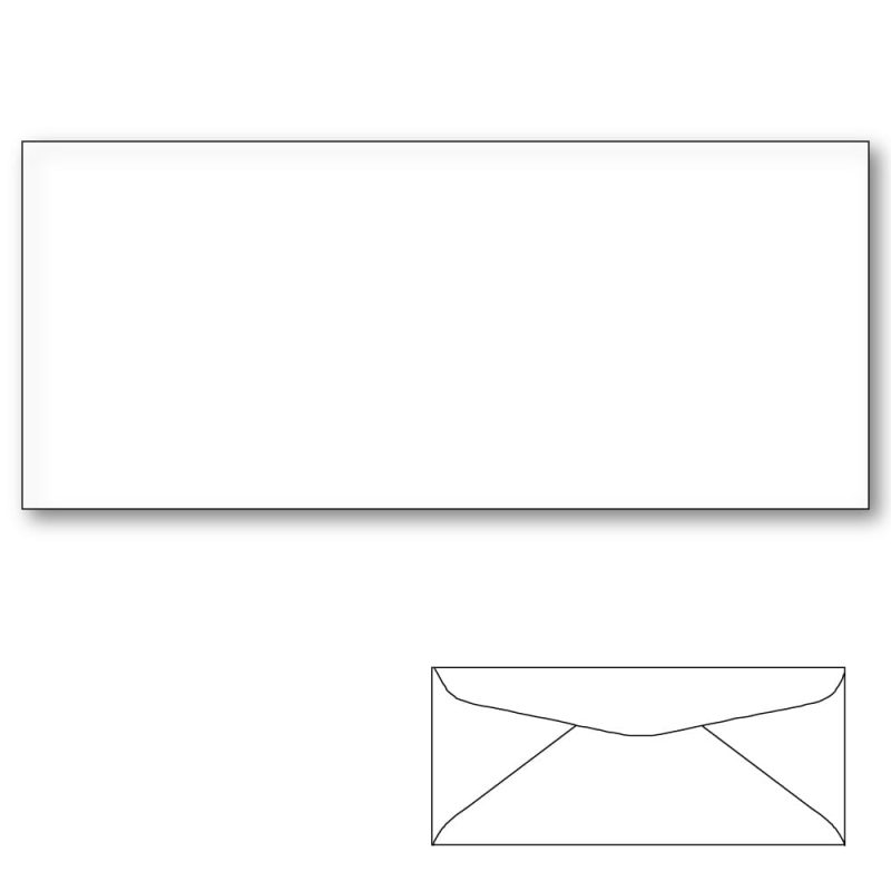 #11 Commercial Envelope, Diagonal Seam. White Wove, 24 lb, 4-1/2" x 10-3/8". 2500 per Carton