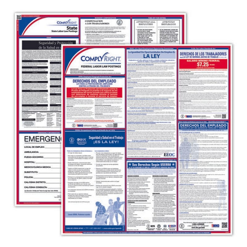 ComplyRight Fed/State Colorado Compliance Labor Law Poster Kit, Laminated, SPANISH, 24" x 34" - 1 set per pack