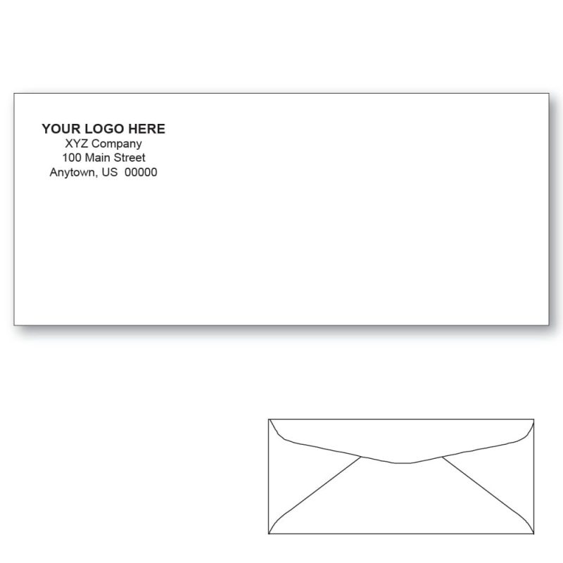 Custom Printed #10 Regular Envelopes, 4-1/8" x 9-1/2" White Wove, 24 lb (Box of 500)